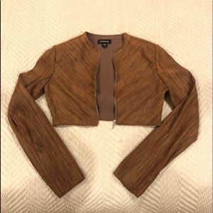 BEBE cropped brown leather jacket
